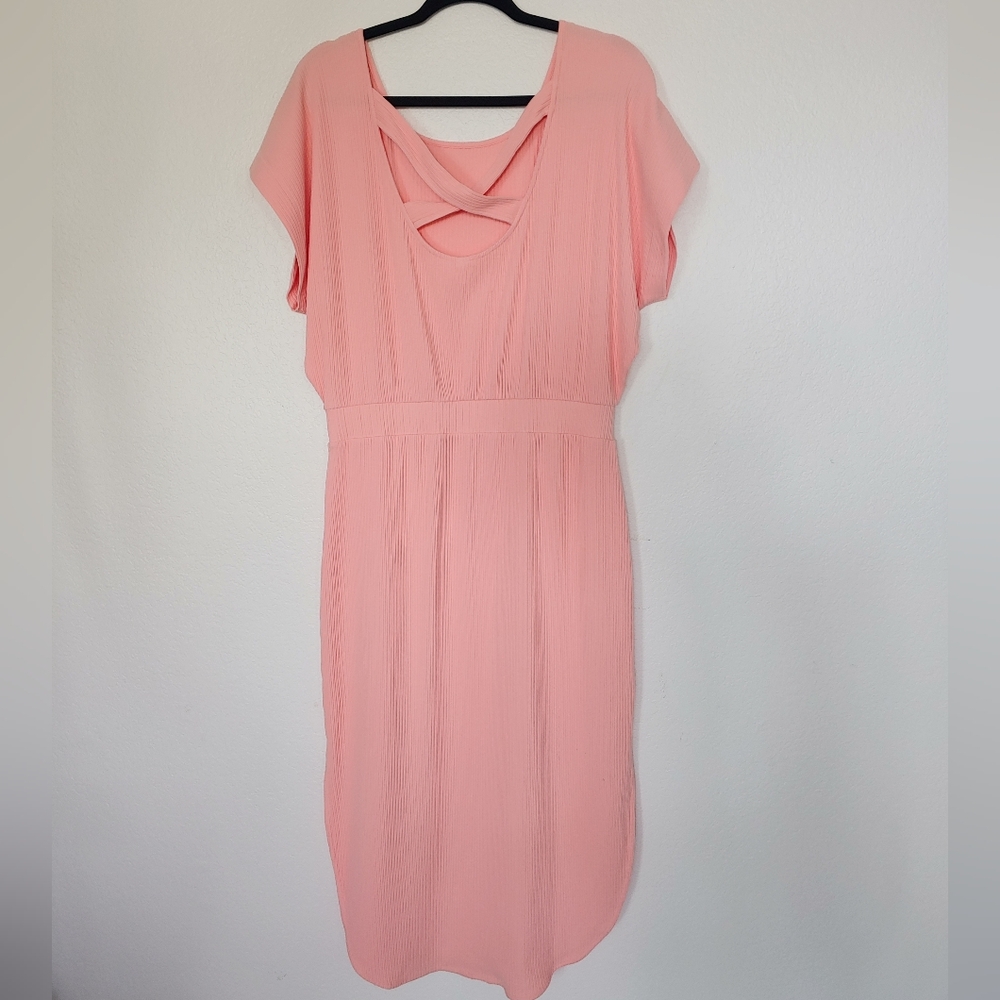 Anthropologie Daily Practice Pink Dolman Sleeve Midi Dress - Picture 3 of 10
